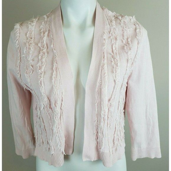 Karl Lagerfeld Pink Cotton Fringe Cardigan M - Picture 1 of 3